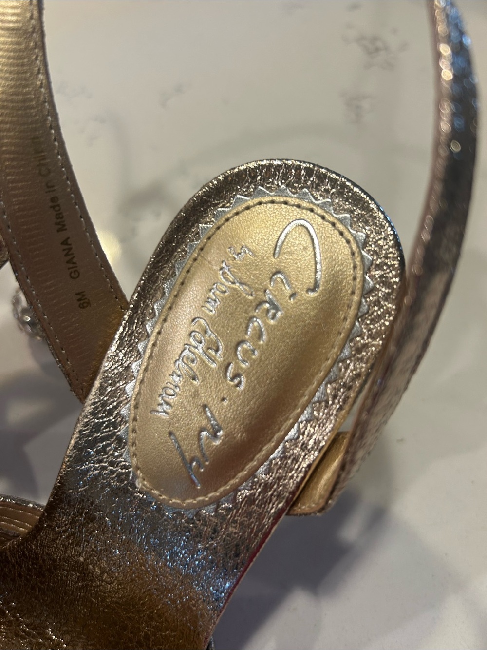 Circus by Sam Edelman Metallic Gold Strappy Peep-Toe Heels - Picture 5 of 6